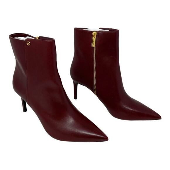Michael Kors Alina Stiletto 80mm Ankle Boots Burgundy Size 10 NWT $255 MSRP - Picture 3 of 8